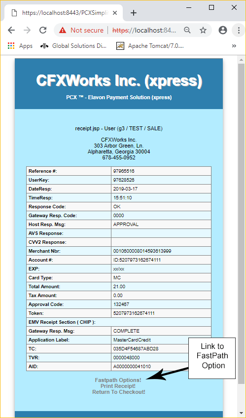 PaymentCardXpress - Sale Transaction