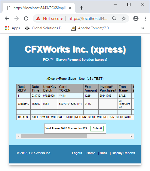 PaymentCardXpress - Transaction Report